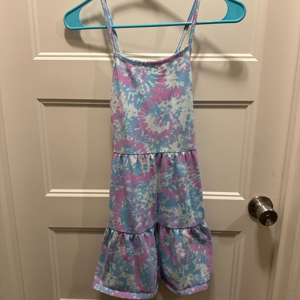 2 Cat & Jack Girls' Summer Dresses Size L (10/12) Vibrant Lemon & Tie-Dye Prints